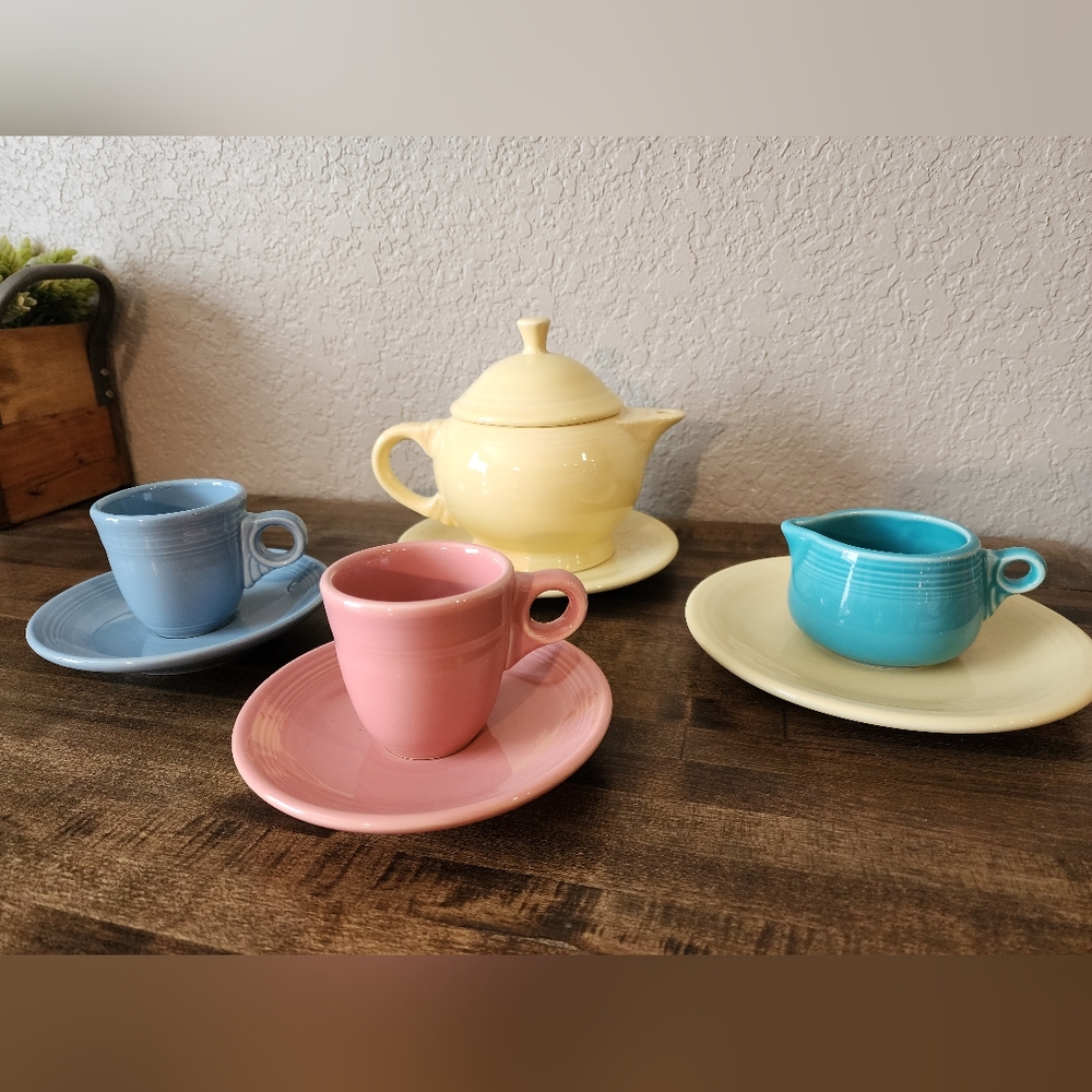 Vintage Homer Laughlin My First Fiesta Tea Set Fiestaware 9 Piece Set